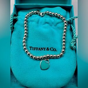Tiffany & Co. Sterling Silver Bracelet with turquoise heart charm